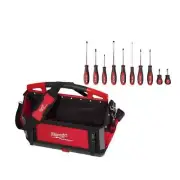 Milwaukee PACKOUT Tote 20" 32-Pockets w/ Magnetic Tip Screwdriver Set (11-Pcs)