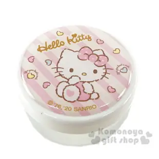 小禮堂 Hello Kitty 圓形透明塑膠乳液罐《粉.愛心斜紋》30g.分裝瓶罐.空盒