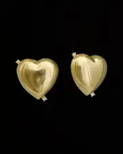 18K Italian Gold Over Silver 0.12 ct. tw. Diamond Puffy Heart Earrings
