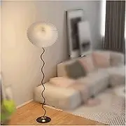 Stylish Iron Floor Lamp Creative Dimmable Living Room Bedroom Floor Lamp Pleated Cloth Lampshade Floor Lamp with Foot Switch Stable