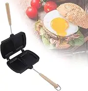 Double Sided Sandwich Baking Pan Set Double Sided Frying Pan with Removable Handle Non Stick Pans Aluminum Flip Grilled Cheese Pan Breakfast Sandwich Maker with Brush and Dishcloth for Panini Pancake