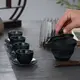 日式墨綠玻璃蓋碗茶杯套裝家用錘紋初雪泡茶碗彩色功夫茶具套裝