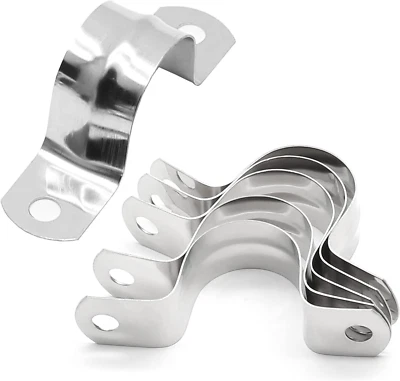 Uenhoy 50 Pcs 1" Stainless Steel Rigid Pipe Strap Clamps, M25 Two Hole Strap U