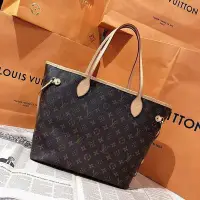 在飛比找Yahoo!奇摩拍賣優惠-LV M40156 字紋 Neverfull MM 肩背包/