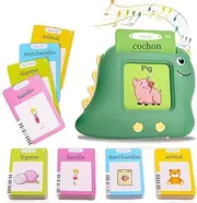 French Interactive Learning Toy for Children 1 2 3 4 5 6 Years Old, Talking Flash Cards, Montessori Toy, Audible Learning Toy for Girls Boys (112 Sheets, 224 Words)