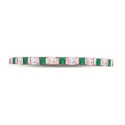 10k Rose Gold Princess Emerald Diamond Alternating Stackable Band Ring 1/3 Cttw