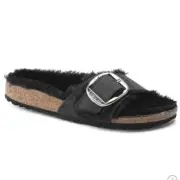 Birkenstock Madrid Big Buckle Shearling Black 36 US 5 NWT IN BOX