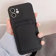 Card Holder Case for iPhone 11 Cases Card Slot Silicone Funda for iPhone 14 12 13 Pro Max 13 Mini XR 7 8 Plus SE 2022 X XS Max Cover,Black,for iPhone 14 Plus