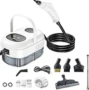 Steam Cleaner, 2500W Handheld Steamer Cleaning Machine with 3 Brush Heads, 1100ML Water Tank, 15S Quick Heating, 6 Steam Settings, Portable Steam Shot Cleaner for Carpet Sofa, Kitchen White