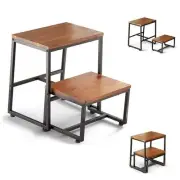 Wooden Step Stool, Heavy Duty Two-Step Stool for Adults, Steel Frame Holds up