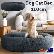 i.Pet Pet Bed Dog Cat 110cm Extra Large Calming Soft Plush Beds Dogs Dark Grey