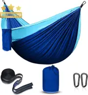 Camping Hammock Portable Single 210D Nylon for Hiking Travel Backpacking Blue
