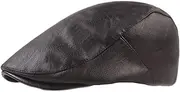 [Lifup] Men Women Newsboy Flat Cap PU Leather Gatsby Ivy Beret Cap, Black 2, One Size