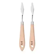 2Pcs Painting Palette Knives 7.09" Stainless Steel Blade Wood Handle with Hole