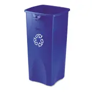 Rubbermaid Commercial Untouchable Recycling Container Square Plastic 23gal Blue