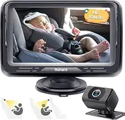 Baby Car Camera HD 1080P - Rear-Facing Infant Monitor with Night Vision, Car Camera for Baby Car Mirror & Monitor, 150° Wide-Angle Lens, Anti-Glare Screen, Easy Install, 360° Adjustable Display