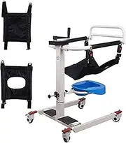 Steel Transport Wheelchair - Portable Lift Wheelchair for Home, Full Body Transfer Lifter with Padded Seat Bedside Commode for Handicap Elderly Seniors(D)