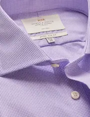 Hawes & Curtis Non-Iron Lilac & White Textured Weave Extra Slim Shirt | Windsor Collar Size: 16" collar, 36" sleeve
