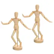 2Pcs 8" Wooden Mannequin Figure, Artist Drawing Manikin Model Flexible