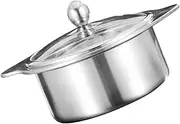 GLEAVI Hot Pot Mandarin Duck Pot Noodles Pot Shallow and Wide Soup Pot Canning Pot Braising Pot Korean Soup Pot Hot Pot Cooker Gas Cooking Pot Hot Pot with Divider Silver Stainless Steel