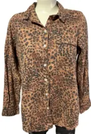 Aerie Women's Pajama Top Shirt Leopard Print Button Front Size S - NEW NWT