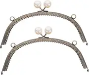 KONTONTY Handmade Bag Purse Clasps 2 Pack Rare Pearl Clasp Frames Purse Replacement