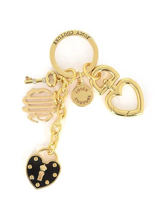 JUICY COUTURE HEART PADLOCK & CHARMS KEY CHAIN FOB ORG. $50.00 BNWT