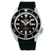 Seiko 5 Sports Black Dial 42.5mm Automatic Men's Silicone Watch SRPD65K2