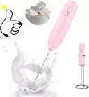 CIRCLE JOY Milk Frother Handheld with Stainless Steel Stand Rechargeable Milk Fo