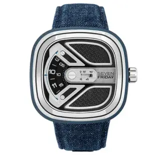 SEVENFRIDAY 工業美學自動上鍊機械錶-牛仔藍(M1B-01)