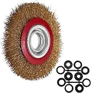 Voniecop Wire Brush Wheel for Bench Grinder Polish + Reducers Adaptor Rings,6inch 150Mm