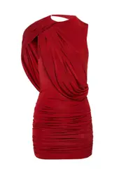 [Magda Butrym] Magda Butrym-Mini Abito Drappeggiato Asimmetrico In Rosso-Donna 36 FR