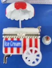 Porcelain Hinged Trinket Box Ice Cream Cart W/Sundae NIB Midwest of Cannon Falls