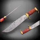 Beautiful Custom Hand Made Damascus Steel Timber Rattler Swamp Gator Bowie Knife