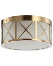 JONATHAN Y Cadence 13in Drum Metal/Glass Flush Mount