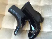 NEW CHANEL black patent leather anklet boots size 36.5
