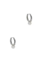 Kenneth Jay Lane Pearl-embellished Sterling Silver Hoop Earrings