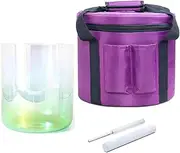 Green Clear Crystal Singing Bowl with Carrying Case Suede Mallet Crystal Striker and O-ring for Chakra Balancing Sound Healing Meditaion(440Hz,7.25inch G#3)