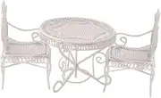 1 Set Miniature Coffee Table Mini House Decor Dollhouse Miniature Chair for Tables Table Model Adornment Mini House Accessories Practical Mini House Table White Wrought Iron