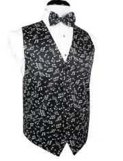Musical Notes Big and Tall Tuxedo Vest and Bow Tie Set