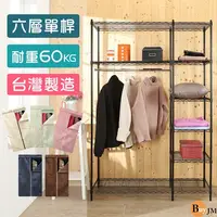 在飛比找PChome24h購物優惠-BuyJM黑烤漆六層單桿附布套大衣櫥120x45x180公分