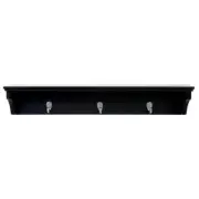 kieragrace KG Contemporary Finley Wall Shelf 3 Hooks Black Engineered Wood