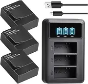 TAOHOME 1300mAh AHDBT301 AHDBT-301 AHDBT 302 Battery Bateria + 3-Ports USB Charger Compatible with Go Pro Hero3 Gopro Hero 3/3+ Li-ion Camera(3B with Charger)