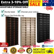 Adjustable Shelves CD DVD Bluray Media Book Storage Cupboard White Brown Black