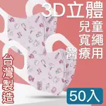 MIT台灣嚴選製造 寬繩 3D立體醫療用防護口罩-兒童款50入/盒 邦尼熊粉