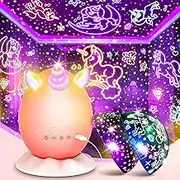 Unicorns Night Light for Girls: Unicorn Egg Star Projector Gifts for 3 4 5 6 7 8 9 10 Year Old Girls Toys with Unicorn & Star Theme Timer for Kids Age 3-5 4-6 6-8 8-10 Birthday Party Favor Decor