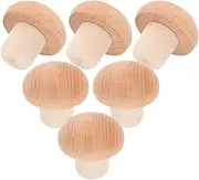 ASAKKURA 6pcs Mushroom Shape Wine Bottle Corks Wooden Wine Stoppers Reusable Sealing Plugs Keeps Drinks Fresh