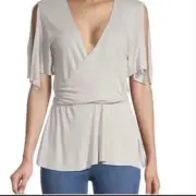 All Saints Amira Shirt With V neck and split flutter sleeves size XS