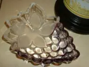 NEW PURPLE GRAPES GLASS SERVING DISH CANDY NUT DISH 7" x 9" COLLECTIBLE MIKASA