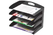 Marbig Desktop Document Tray Organisers Metal 4 Tier Black